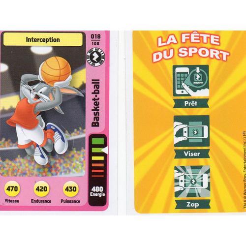 Carte Spéciale Pour Débloquer Les Activités Looney Tunes La Fête Du Sport Auchan: Basket-Ball Interception N°018/108