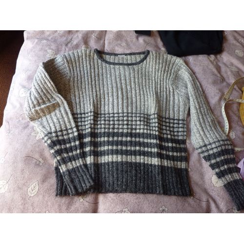 Pull Dégradé De Gris Cotelé T38