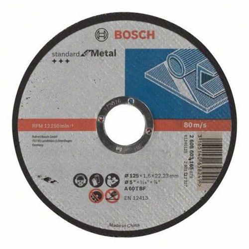 1 disque à tronçonner pour métaux à moyeu plat Ø125mm BOSCH 2608603165
