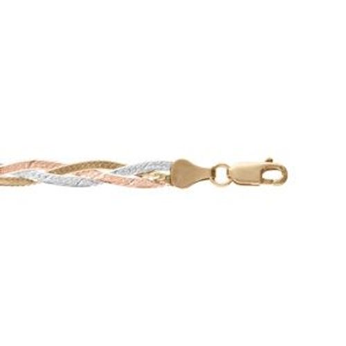 Bracelet Argent Et Dorure Rose Et Jaune Tresse 18cm
