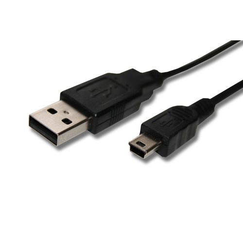 Câble USB A-Mini-B 5 pôles noir/black, longueur 1m, pour OLYMPUS VG-110, VG110, remplace Garmin, HP, Kodak, Magellan, Motorola, NOKIA etc.