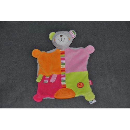 Ours Peluche Doudou Babysun Baby Sun Koala Orange Rose Vert Anneau De Dentition