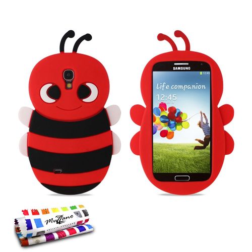 Coque Souple Rouge "Abeille" Originale De Muzzano Pour Samsung Galaxy S4