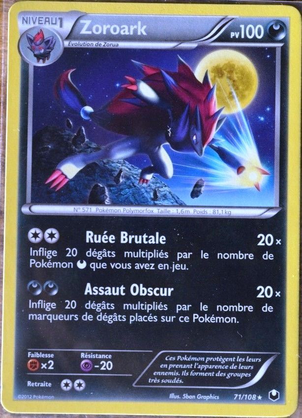 Carte Pokémon 71/108 Zoroark Série Explorateurs Obscurs Neuf Fr