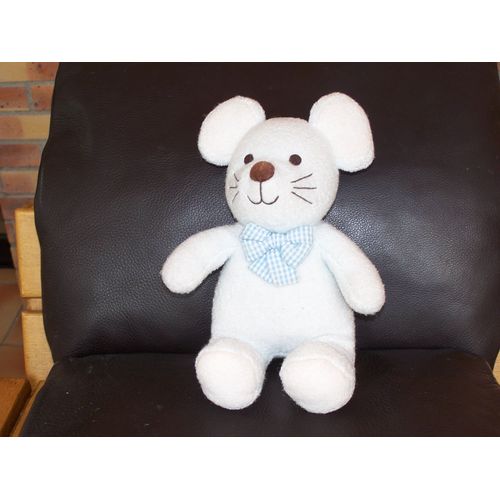 Doudou Souris Jemini Luminou Bleu Pale Noeud Papillon