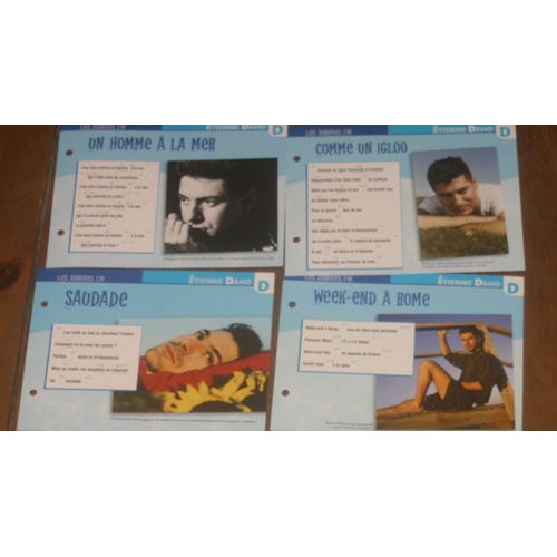 Lot  De 4 Fiches Chansons Atlas Etienne Daho : Un Homme À La Mer , Saudade , Comme Un Igloo Et Week End À Rome