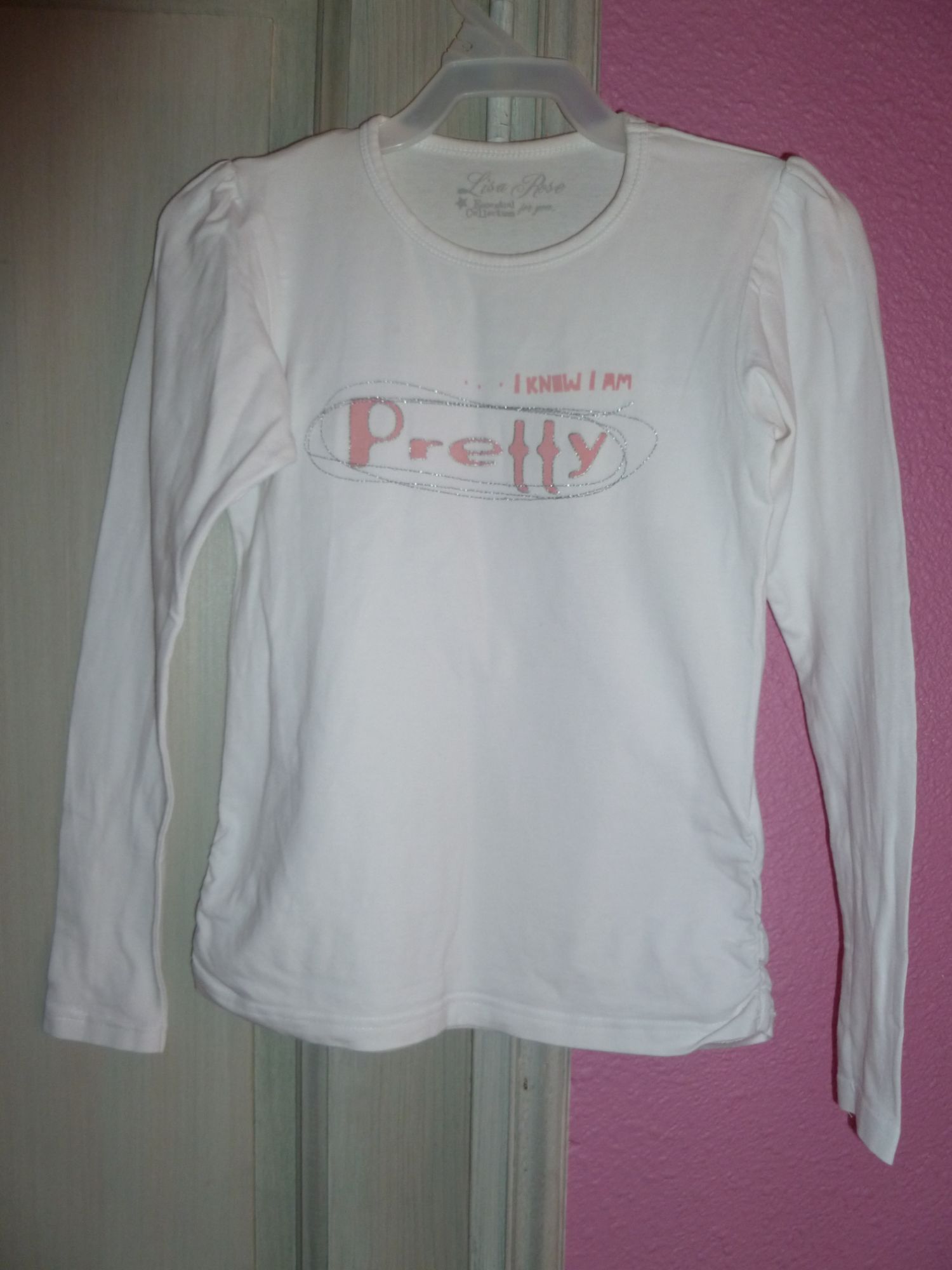 Sweat / T Shirt Manches Longues Blanc "Pretty" Taille 10 Ans Lisa Rose 