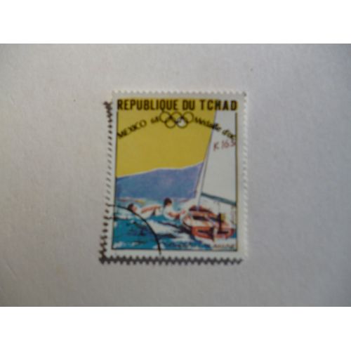 Timbre "Tchad :Jeux Olympiques Mexico 1968: Médaille D'or :Voile".