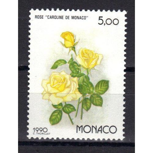 Monaco 1990 : "Osaka 90" : Exposition Florale Internationale, Au Japon : Rose "Caroline De Monaco" - Timbre 5 F. Neuf **