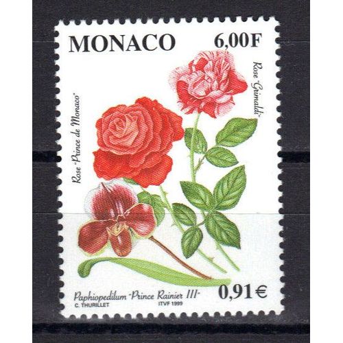 Monaco 1999 : Flore : Roses Et Orchidées : Rose "Prince De Monaco", Paphiopedilum "Prince Rainier 3" Et Rose "Grimaldi" - Timbre 6 F. Neuf **