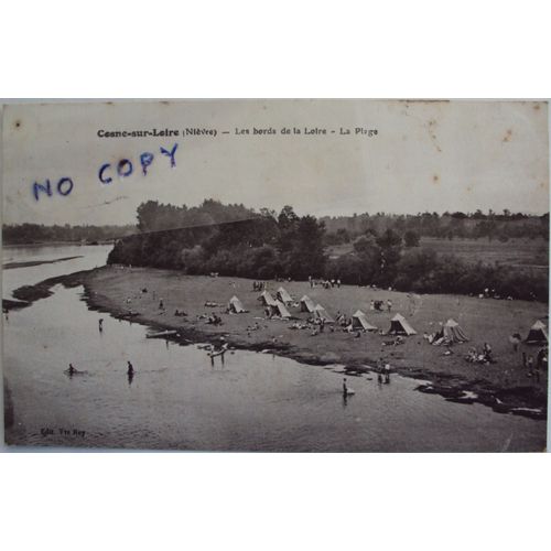 Carte Postale Ancienne De Cosne-Sur-Loire (Nièvre) : Les Bords De La Loire - La Plage .Edit.Vve Roy. Au Verso Timbre Semeuse 25c 1927 Oblitéré.