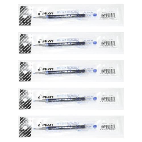 Pilot Lot De 5 Recharges Bls-G2 5 Pour Stylo Roller Gel Pointe Fine Bleu