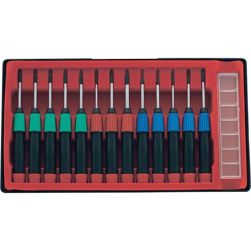 Basetech Set de tournevis de précision 14 pces Dérive Profilé en T/cruciforme PH/plat