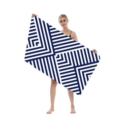 Serviette De Plage En Microfibre, Grande Serviette Rayée