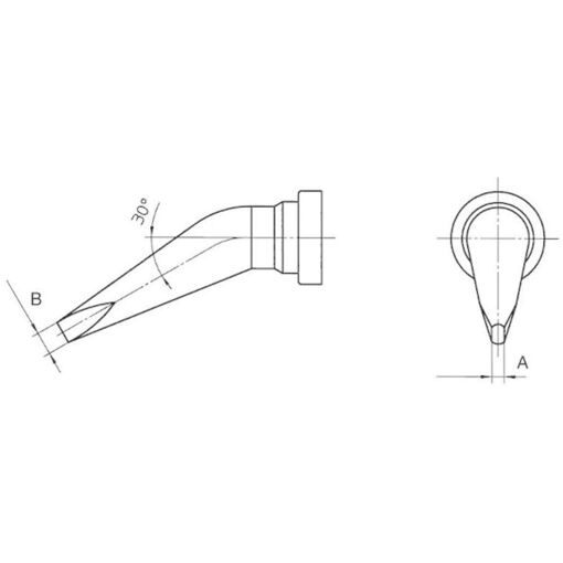 Panne de fer à souder forme burin coudée, 0,8m