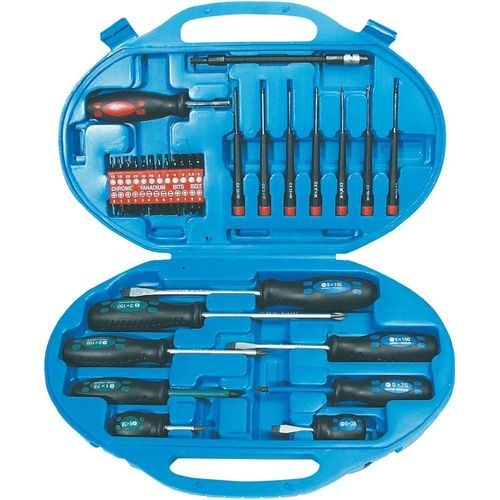 Brüder Mannesmann 11242 Set de tournevis 42 pièces Dérive Plat/cruciforme-PH/PZ/à 6 pans in