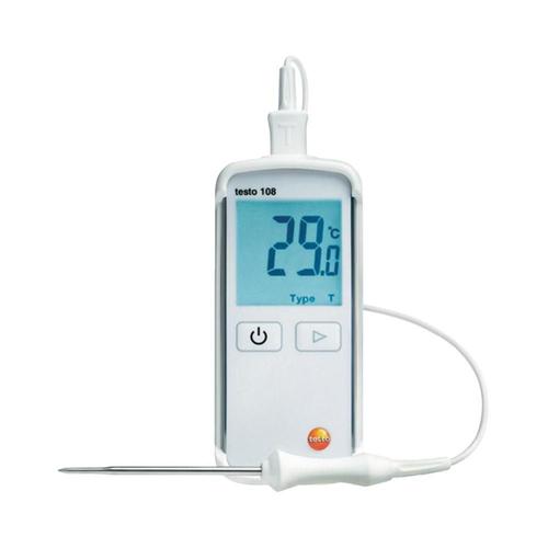 Thermomètre agroalimentaire avec sonde raccordable d'immersion type T, K, plage de mesure -50 bis +300 °C, 108 Testo