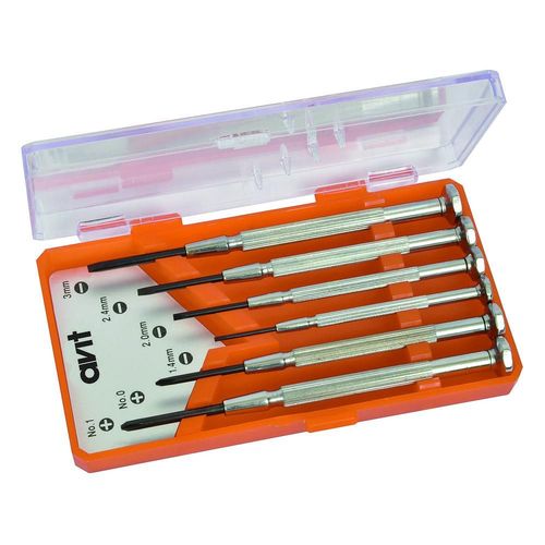 Set de 6 tournevis de précision, 4 plat + 2 PH C.K. AV05010