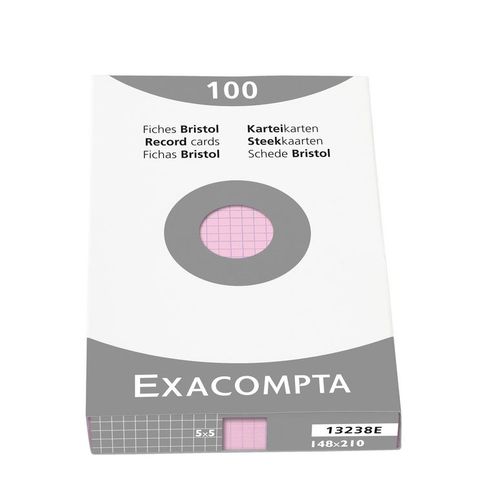 Exacompta Etui 100 F.Bristol Rose 148/210 5x5
