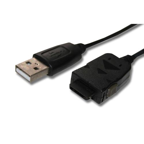 vhbw câble de données USB pour Samsung SGH E360, SGH E370, SGH E378, SGH E380, SGH E730, SGH E760, SGH E770, SGH E830 téléphone portable noir 100cm