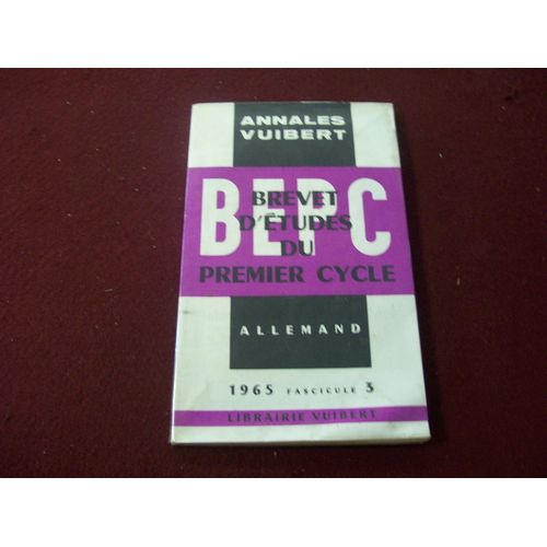 Annales Bepc Allemand 1965