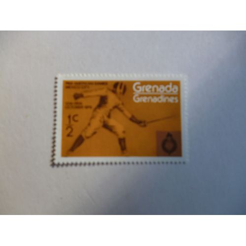 Timbre "Grenada :1975 :Pan American Games :Escrime".