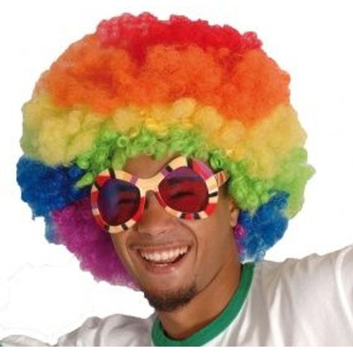 Perruque Afro Disco Clown Multicolore Adulte,