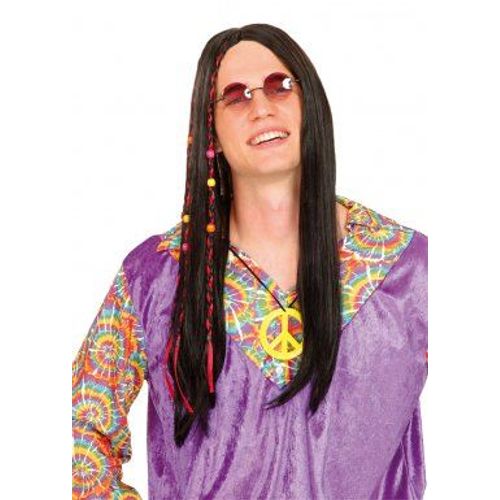 Perruque Hippie Noire Adulte,