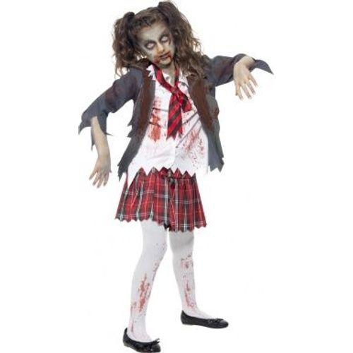Déguisement Zombie Écoliere Fille Halloween, Taille 7 À 9 Ans