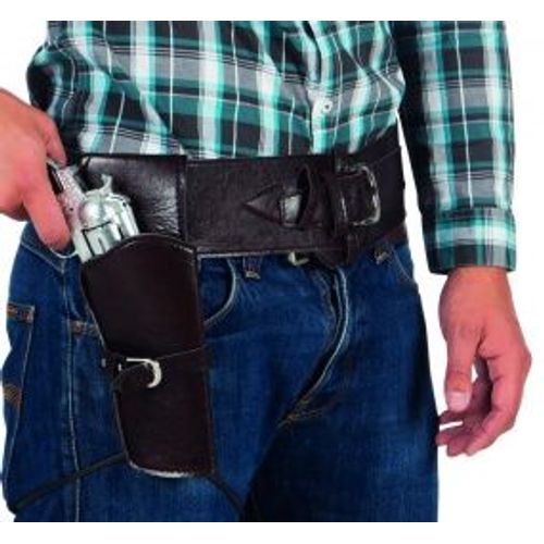 Ceinture Adulte Holster Double Décor Argent Noir Et Brun Assorties  (25638)