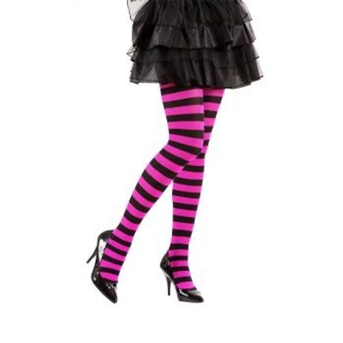 Collants Rayés Noir Et Rose Adulte,