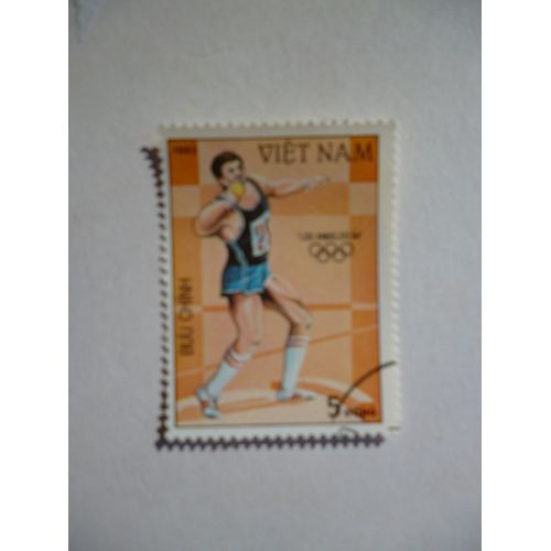 Timbre "Vietnam:Jeux Olympiques De Los Angeles 1984 : Lancer De Poids".
