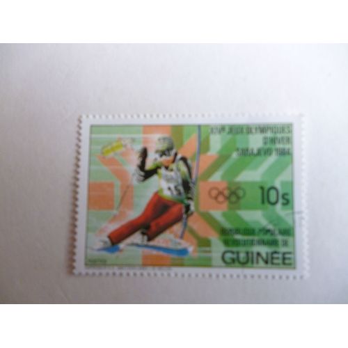 Timbre "Guinée :Jeux Olympiques De Sarajevo 1984 : Slalom".