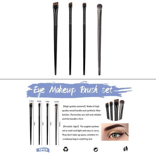 Ensemble De 4 Pinceaux Pour Eye-Liner, Fins, Précis, Plats Et Finement Inclinés Goodnice 