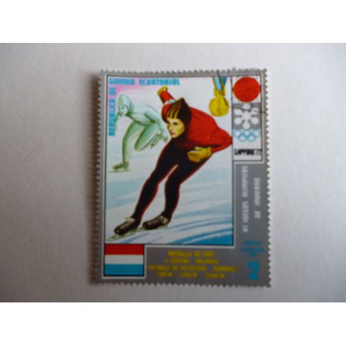 Timbre "Guinée Équatoriale :Jeux Olympiques Sapporo 1972 : Patinage De Vitesse".