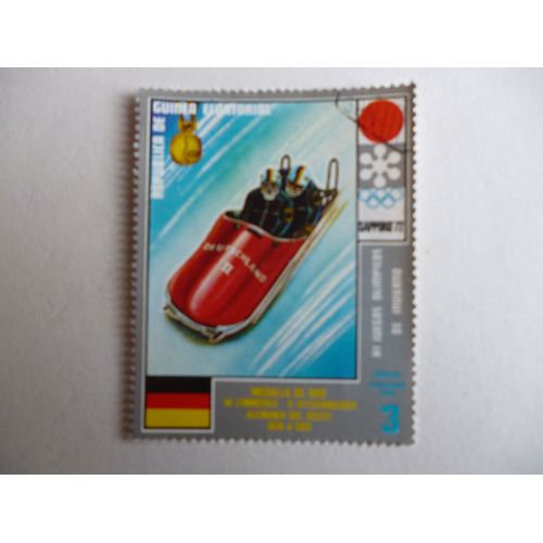Timbre "Guinée Équatoriale :Jeux Olympiques Sapporo 1972 : Bobsleigh".