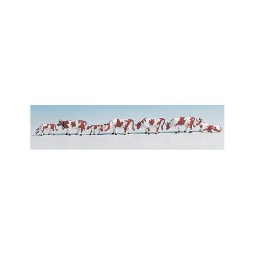 Figurines H0 Vaches, Brunes/Blanches-Noch