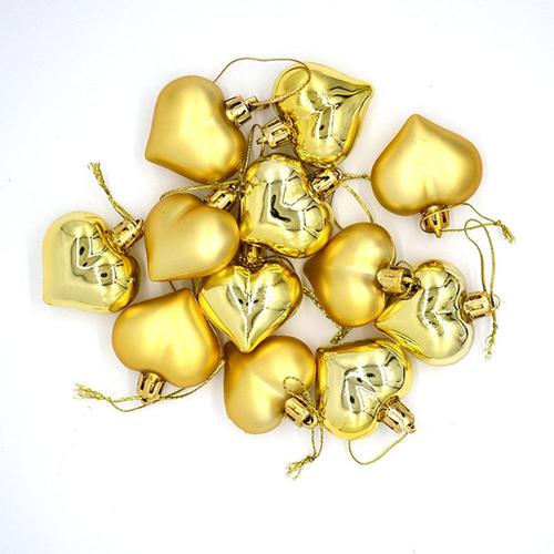 12pcs Boules à Pendentif Amour Arbre de Noël - Style Suspendu en Forme de Coeur 1 goodnice