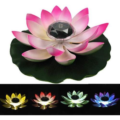 LED lampe solaire Lotus 7 RGB lumière d'étang jardin étang nénuphar flottant Lotus