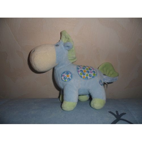 Doudou Zebre Cheval Ane Gipsy Vert Bleu 