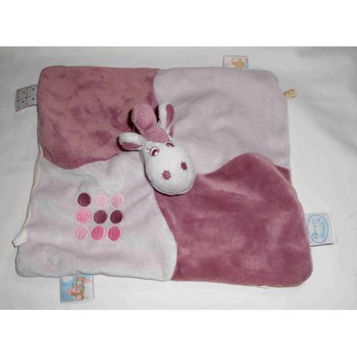 Doudou Plat Peluche Jack Tidou Noukies Violet Vache Ane