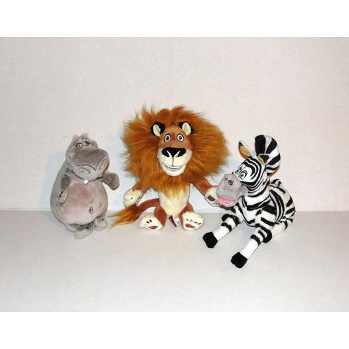 Madagascar 2 Lot De Peluches Gipsy Alex Le Lion Marty Le Zebre Gloria L'hippopotame Dreamworks