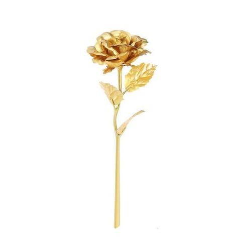 Auelife 24K or Rose longue tige feuille d'or artificielle Rose fleurs cadeau pour