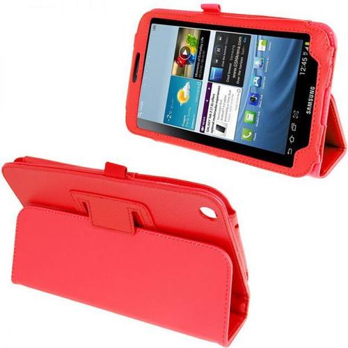 Housse Protection Cuir Rouge Samsung Galaxy Tab 3 8 Pouce T3100 Support Integral Yonis