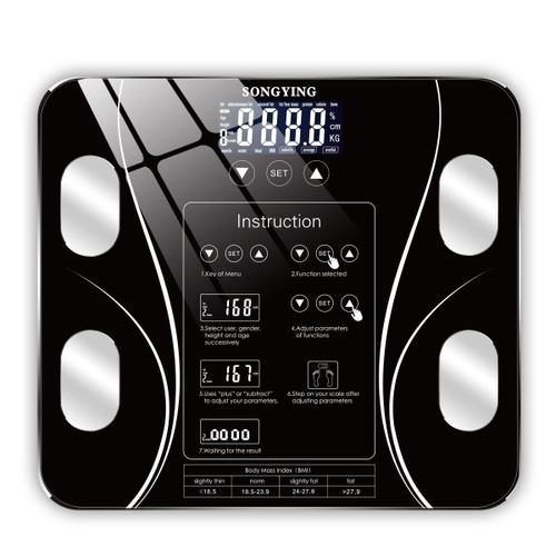 Balance d'analyse corporelle Balance électronique LCD numérique 180 kg, noire