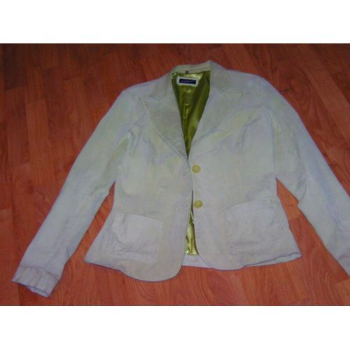 Veste Verte Claire In Extenso Croute De Cuir 