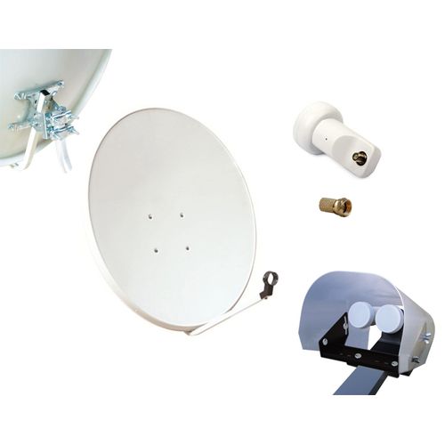 Kit Parabole 80cm acier + LNB Single + Protection anti-pluie + 1 connecteur