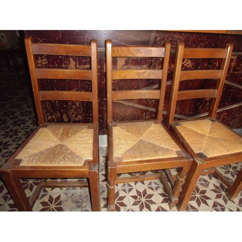 3 Chaises Avec Assises Paille Amovibles Et Interchangeables Style Bourgo