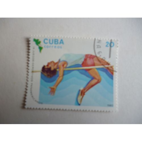 Timbre "Cuba :Jeux Sportifs Panaméricains 1983 : Saut En Hauteur".