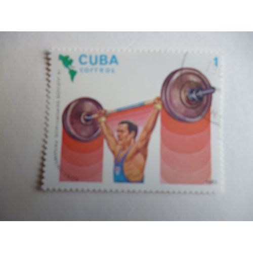 Timbre "Cuba :Jeux Sportifs Panaméricains 1983 : Haltérophilie".